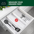 ROYAL CRAFT WOOD Adjustable Bamboo Caddy Expandable Drawer Organization Separators For Kitchen, Dresser, Bedroom, Bathroom and Office, 4-Pack (Large (up to 22)), White