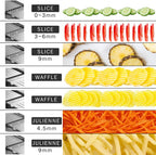 VEKAYA Mandoline Slicer for Kitchen, Stainless Steel Professional Vegetable Slicer with Adjustable Thickness, Ultra Sharp Blades, Safety Gloves & Food Holder, Ideal for Potatoes, Onions, Cucumbers