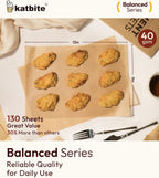 Katbite 130 Pcs Parchment Paper Sheets, 9x13 Inches Unbleached Baking Paper Non-Stick for Gently Baking, Pre-cut Parchment Paper Suitable for Baking, Cooking,Air Fryer [Balanced Series]
