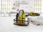 Gourmet Basics by Mikasa Nova Acacia Wood Rotating Condiment Caddy, 8.75 Inch, Black,5270309
