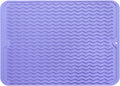 Silicone Dish Drying Mat for Multiple Usage,Easy clean,Eco-friendly,Heat-resistant Silicone Mat for Kitchen Counter or Sink,Refrigerator or drawer liner Light Purple L 16 inches x 12 inches