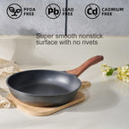 Nonstick Skillet 9.5 Inches Black Granite, Non Stick Frying Pan For Chef Cooking, Omelette Pan Egg Frying Healthy Stone Cookware, Compatible with All Stovetops, PFOA Free (Black, 9.5inch)
