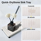 2PCS Water Absorbing Stone Drying Mat for Bathroom Sink & Kitchen Counter Organizer, Instant Dry Soap Dispenser Sponge Holder, Sink Caddy, Vanity Tray (8.66"x4.33"-White)