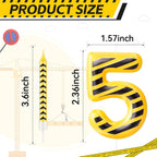 13 Pcs Construction Themed Birthday Candles Set Yellow and Black Number 5 Candle Cake Topper for Construction Party Decoration Supplies (Number 5)