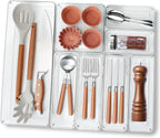 Criusia Utensil Drawer Organizer for Kitchen, 8 Pack Silverware Organizer Utensil Holder, Clear Plastic Drawer Dividers for Flatware, Cutlery, Kitchen Gadgets Accessories, Organizador de Cocina