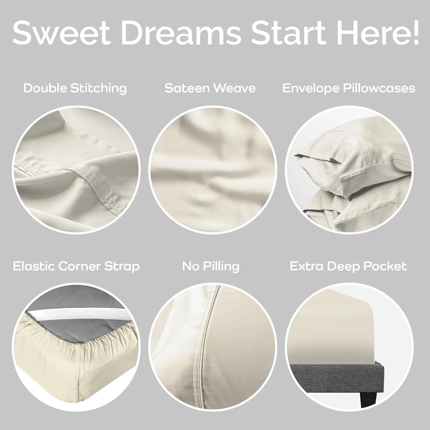 100% Viscose from Bamboo Sheets King Size, Super Soft King Bed Set, 4PC Cooling Sheets for Hot Sleepers, Organically Grown Bedding Sheet, King Size Sheet Set - Ivory - 76" x 80"