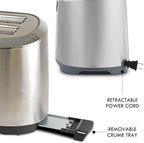 Kenmore Elite toaster 4 slice - long slot countertop kitchen appliance, tostadora de pan, front toast option, easy clean crumb tray, digital control, modern stainless steel design, bread bagel waffels