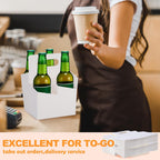 Jetec 4 Cup Drink Carrier with Handle, Kraft Paperboard Beer Carrier, Disposable Drink Holder for Hot or Cold Drinks, 12-16 oz Bottle Holder for Soda and Other Bottled Products(50 Pcs,White)