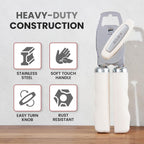 Zulay Kitchen Heavy Duty Stainless Steel Can Opener Manual with Bottle Opener - Rust Proof Manual Can Opener With Turn Knob & Comfy Soft Grip Handles - Cream