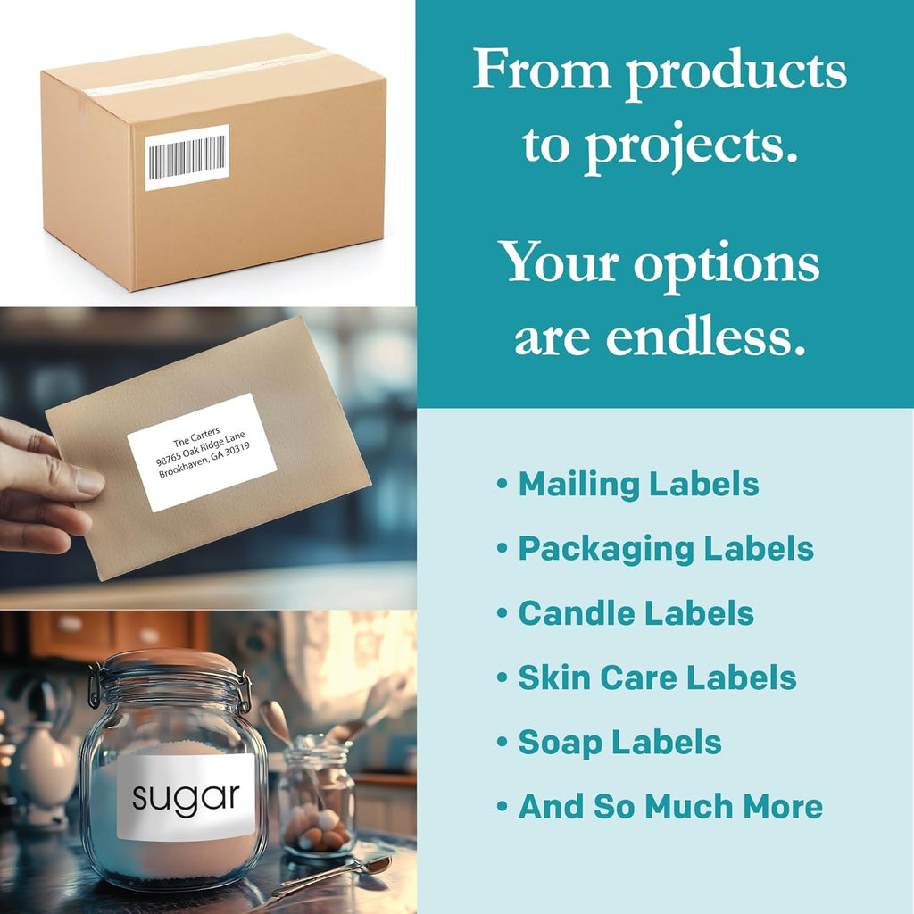 Premium Label Supply White Sticker Shipping/Mailing Labels – 4" x 2.5" – Laser/Inkjet Compatible – (8 per Sheet), 2000 Sheets – 16,000 Total Adhesive Labels