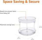 Amazon Basics Lazy Susan Turntable Organizer, 9" Diameter, 2 Tier, Clear