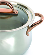 BergHOFF 11 Piece Ouro Cookware Set with Gold Handles and Glass Lids, Silver/Rose