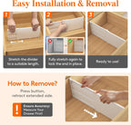 Lifewit 8 Pack Deep Drawer Dividers 8" High, 13.8-22.5" Adjustable Dresser Drawer Divider, Plastic Drawer Organizer for Clothes, Tall Drawers Separators for Dresser, Kitchen, Bedroom, Bathroom, Office