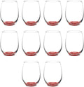 DISCOUNT PROMOS Stemless Wine Glasses in Bulk by ARC Perfection, 15 oz, 10 Pack, Red or White Wine Glass Set, Red