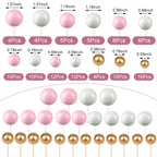 108 Pcs Balls Cake Topper DIY Cupcake Insert Foam Balloons for Cake Baking Wedding Anniversary Birthday Decoration(Pink, White, Gold,Multi Sizes)