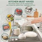 Roll Up Dish Drying Rack Over The Sink Kitchen Roll Up Sink Drying Rack Multipurpose Foldable Sink Drying Mat, Heat-Resistant, Anti-Slip & Anti-Rust Dish Rack for Kitchen, 20.5" x 13", Grey
