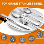 49 Piece Silverware Set with Organizer - Stainless Steel Cutlery Set for 8, kitchen Utensil Flatware with Steak Knives, Spoons and Forks, Dishwasher Safe, Rust-proof & Mirror Polished