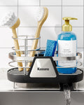 Kitsure Sponge Holder for Kitchen Sink - Space-Saving Kitchen Sink Caddy, Rustproof Metal Organizer with Removable Brush Holder, 7.9"×3.9"×5.3", Black