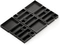 SpaceAid 21-Piece Bamboo Drawer Organizer Storage Boxes Set, Wood Tray Junk Drawer Organizers Multi-Use Divider Bins for Kitchen, Bathroom, Office Desk and Makeup Organization (21 Pack, Black)