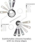 Measuring Cups and Measuring Spoons Set of 14 - Stainless Steel Measuring Cups and Spoons Set, Includes 1/8 Teaspoon Measuring Spoon, 1/8 Cup Measuring Cup, Leveler Dry (14, Charcoal)