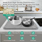 Stone Drying Mat For Kitchen Counter Superb Absorbent Diatomaceous Earth Mats with Non-Slip Feet Quick Dry Stone Dish Drying Pad Dish Pad Multi-Purpose(Flow Line-MediumGray, 15.7" x 11.8")