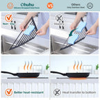 Corner Sink Caddy, Ohuhu Sponge Holder for Kitchen Sink Organizer Silicone Wrapped Steel Anti Slip Rust Triangle Over the Sink Dish Drying Rack for Sink Corner Multipurpose Drainer Trivet Space-Saving