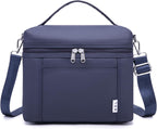 NOL Natural Organic Lifestyle Insulated Lunch Bags for Women Cooler Bag Lightweight Nylon Waterproof Lunch Box For Work (Navy blue, Medium(normal))