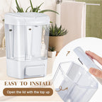 Hushee 4 Pcs Plastic Wall Mounted Soap Dispenser Commercial Manual Soap Containers Wall Dispenser for Kitchen Shower Hotel Liquid Shampoo Gel Chamber(27 oz 800 ml,White)