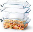 Set of 2 Glass Casserole Dish With Glass Lid, Rectangular 5.7in x 7in Glass Baking Dish Oven Safe, Mini Casserole Dish with Lid