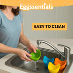 Eggssentials - Poached Egg Cups - Pack of 4 - BPA Free Silicone Egg Poacher Cups - Nonstick Poached Egg Cooker for Microwave, Stovetop, Baking – Easy to Clean Poaching Pods for Perfect Eggs