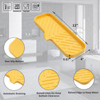 Silicone Bathroom Soap Dishes with Drain Spout-Bathroom and Kitchen Sink Organizer,Sponge Holder,Dish Soap Tray,Perfect for Dispenser,Scrubber,Bottle,Cup on Sink or Counter-Yellow 12"×4"
