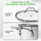 NutriChef 15-Quart Large Stainless Steel Stock Pot with Tempered Glass Lid - Induction Compatible Stockpot, Ideal for Stews & Soups, Dishwasher Safe