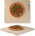 Large Pizza Stone, 16"x14" Rectangular Pizza Stone for Oven Grill BBQ, Baking Stone for Pizza Bread, Unique Built-in 4 Handles Cooking Stone