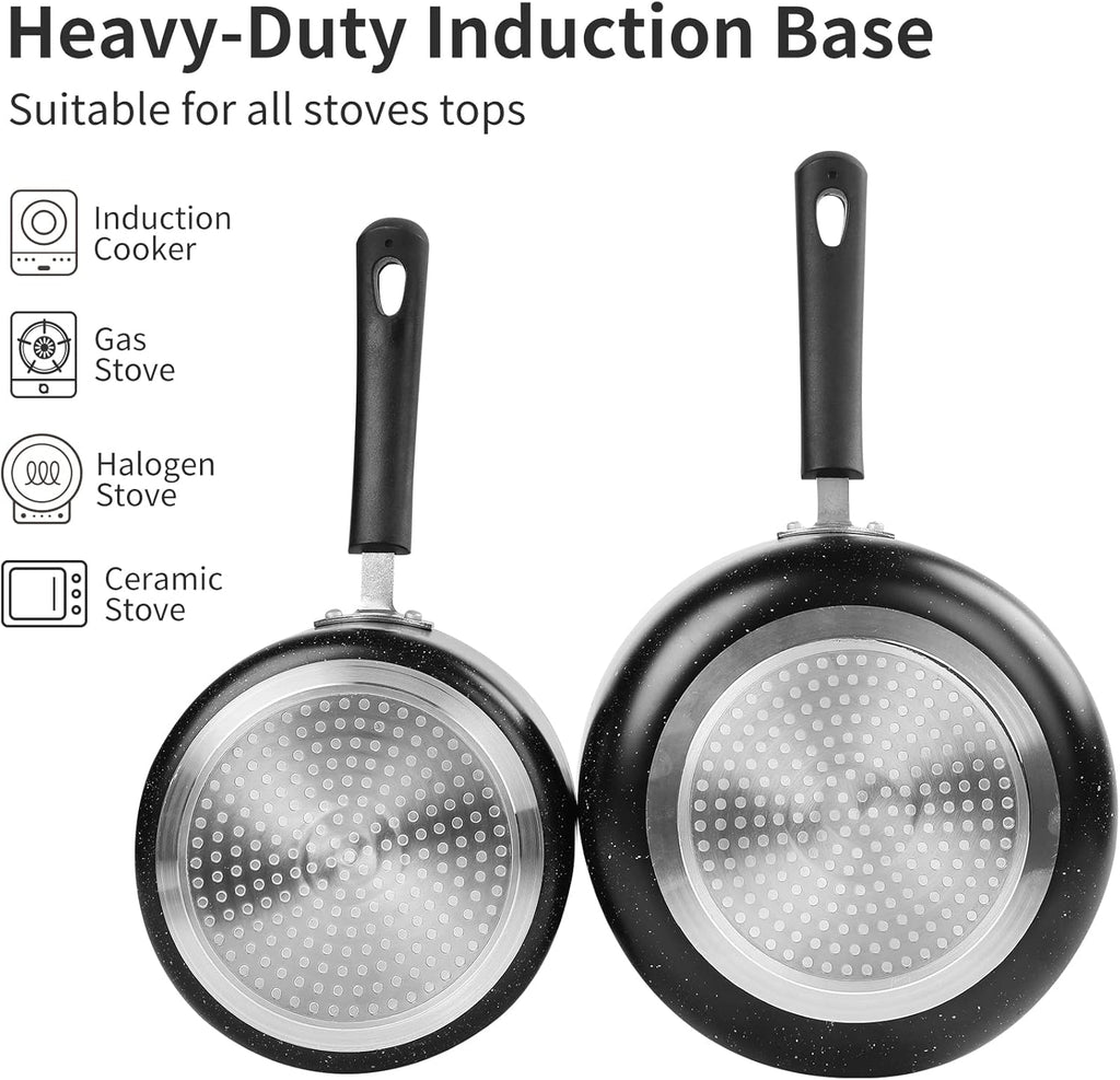 Nonstick Saucepan Set - 2 Quart and 3 Quart,Ultra Non Stick Sauce Pan Small Pot with Glass Lid,Great for Home Kitchen Restaurant,Black