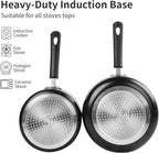 Nonstick Saucepan Set - 2 Quart and 3 Quart,Ultra Non Stick Sauce Pan Small Pot with Glass Lid,Great for Home Kitchen Restaurant,Black