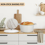 LIFERUN 6 Qt Enameled Cast Iron Dutch Oven Pot with Lid，Oven Safe up to 500° F, Non-Stick Dutch Oven with Dual Handles for Bread Baking, Fry Foods, Braising, Stews, Roasting (White)