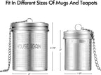 House Again Tea Infuser (2 Pack, Large + Small), Extra Fine Mesh Tea Strainers for Loose Tea, 18/8 Stainless Steel Tea Strainer with Extended Chain Hook, Tea Steeper