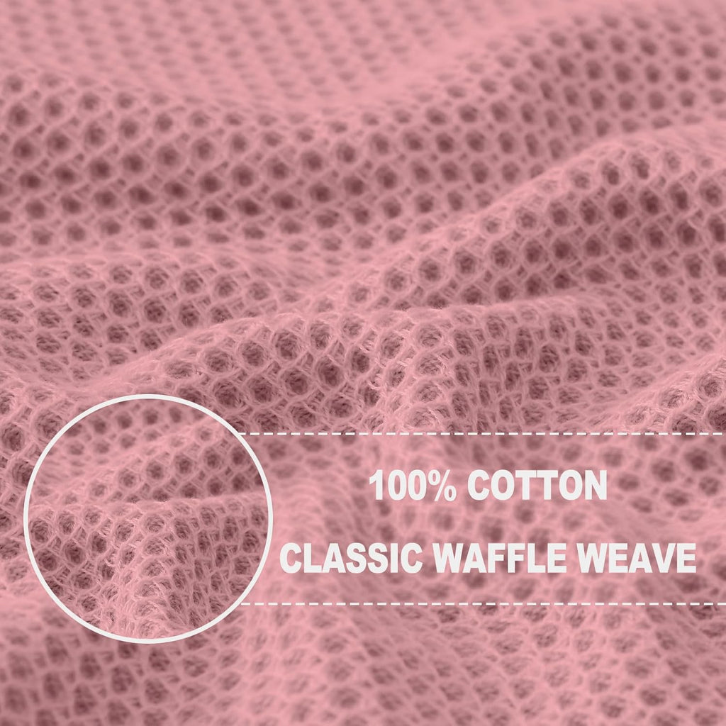 Homaxy 100% Cotton Waffle Weave Kitchen Dish Towels, Ultra Soft Absorbent Quick Drying Cleaning Towel, 13 x 28 Inches, 12-Pack, Dried Rose