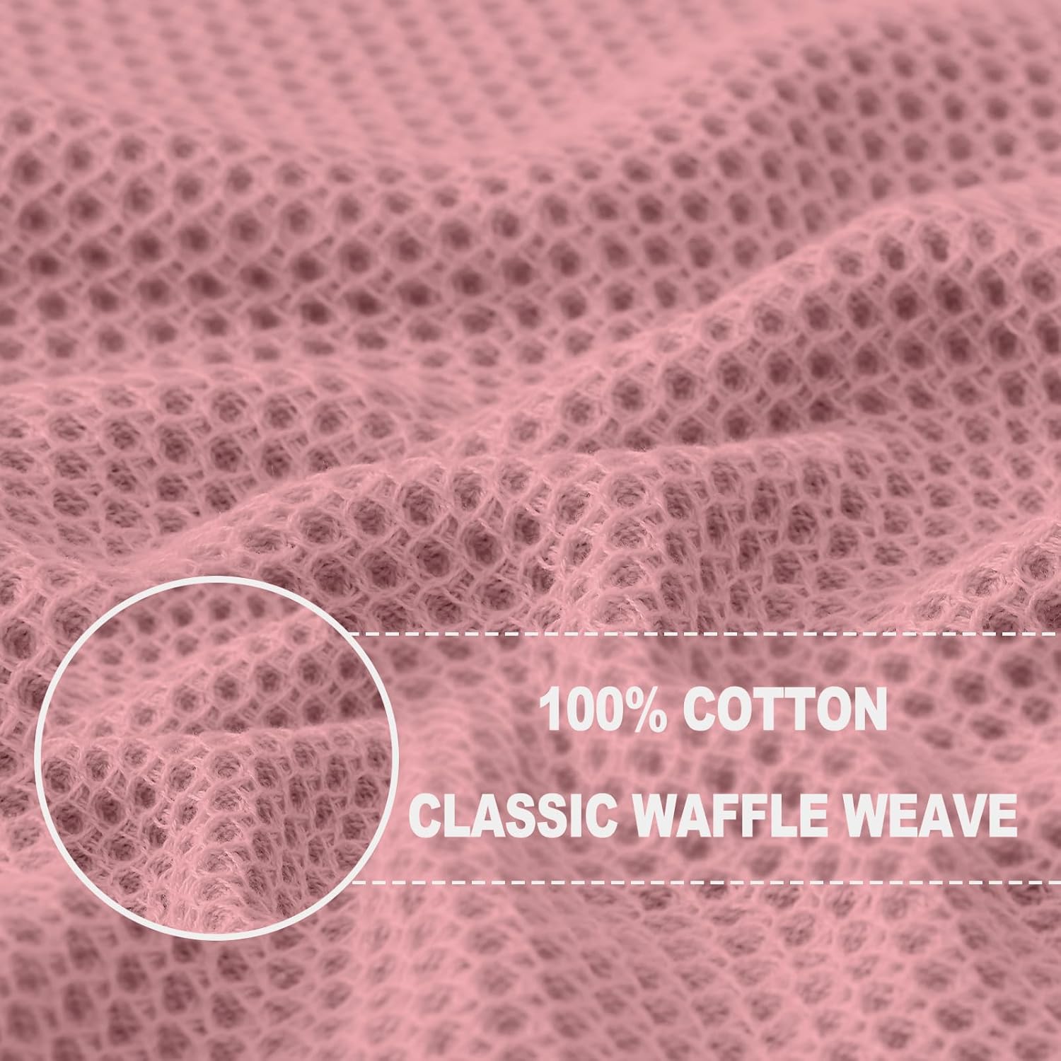 Homaxy 100% Cotton Waffle Weave Kitchen Dish Towels, Ultra Soft Absorbent Quick Drying Cleaning Towel, 13 x 28 Inches, 12-Pack, Dried Rose