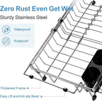 GSlife in Sink Dish Drying Rack - Stainless Steel Capacity Expandable Over The Sink Dish Drainer with Lock Knob and Utensil Holder for Kitchen Sink, 10.8"-17.9" L x 12.8" W, Silver