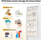 Over the Door Organizer 5 Tiers,Extra Large Behind Door Storage of 10 Compartments,80 lbs Weight Capacity Over the Door Storage, Door Hanging Organizer for Closet, Diaper Organizer, Toy Storage, Beige