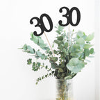 10-Pack Double Sided Glitter 30th Birthday Centerpiece Anniversary Centerpiece Sticks, Number 30 Table Topper Cake Topper for 30th Birthday Anniversary Table Party Decorations (Double Sided black)