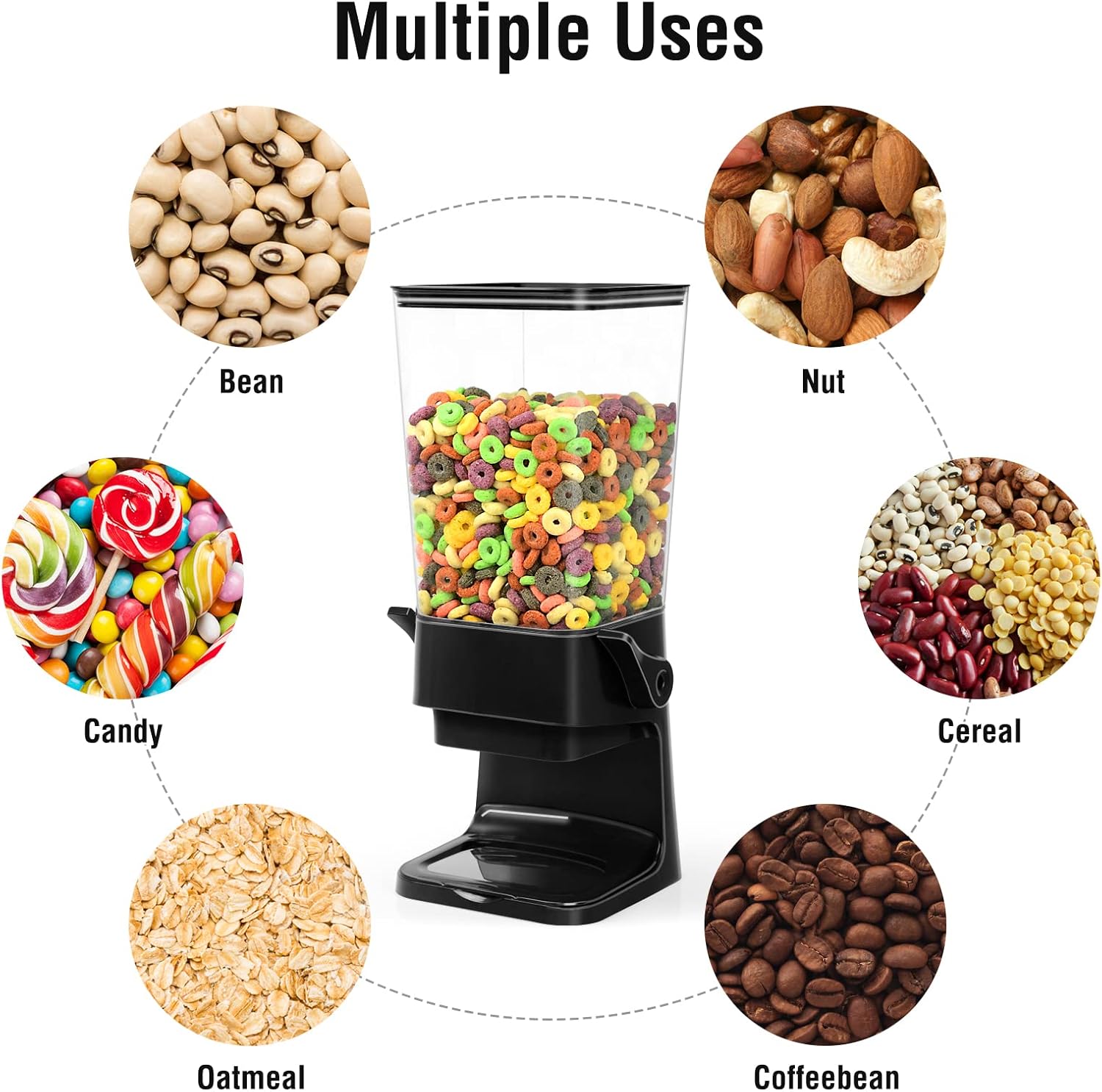 Cereal Dispenser Countertop 2 Pack 5.5 Qt Large Cereal Storage Container Holder Dispenser for Pantry Dry Food Snack Nut Candy Dispenser Countertop Kitchen Organization Storage for Oatmeal Granola