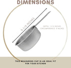 1/2 Cup Stainless Steel Measuring Cup | Sturdy Metal 125 ml | 125 cc | 4 oz | Single Cup for Wet and Dry Ingredients | Great for use as 1/2 Cup Dog Food Scoop - 4 PK
