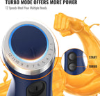 KOIOS 5-in-1 Hand Immersion Blender, 12 Speed Adjustable Emulsifier Handheld Blender, 1000W Copper Motor Stainless Steel Blade Hand Mixer with attachments, Blue