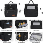 Maelstrom Lunch Box, 23L Insulated Lunch Bag, Expandable Double Deck Cooler Bag, Lightweight Leakproof Tote Bag With Side Tissue Pocket, Suit For Men and Women, Black