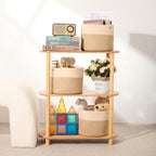 Small Basket for Organizing | Cube Shelf Closet Storage Baskets | 9.7×9.7×7.1” | Woven Rope Gift Basket | Nursery | Round 3 Packs Tan