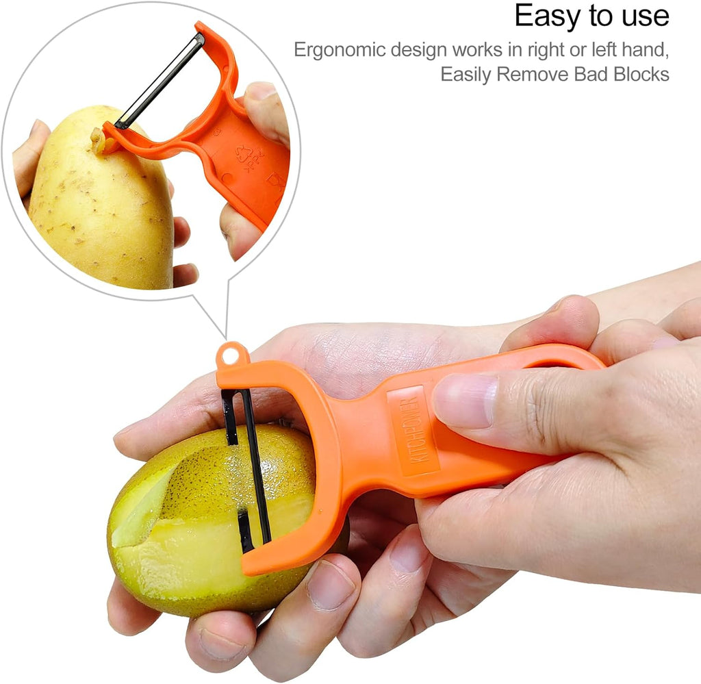 Original Vegetable Peeler, Potato Peelers for kitchen Carbon Steel Blade 3-Pack Orange/Blue/Yellow