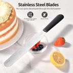 U-Taste 8in Cake Icing Spatula: Flexible Decorating Frosting Knife with Straight Thinner Stainless Steel Blade, Smooth Spreading Tools with Comfortable PP Handle for Cookie, Cream, Cupcake (Black)