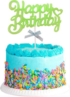 Glow Party Neon Birthday Cake Toppers Happy Birthday Cake Topper 3D Green Cake Decorations